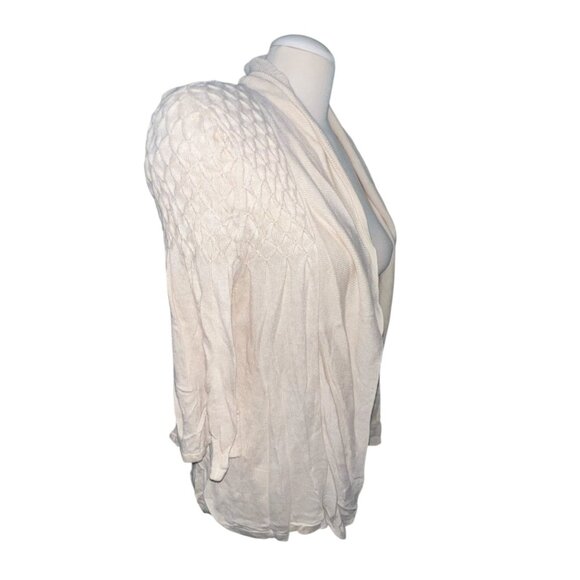 CEst City Open-Front Textured Knit Cardigan Sweater Sz Large Womens Cream Long S - Picture 9 of 10